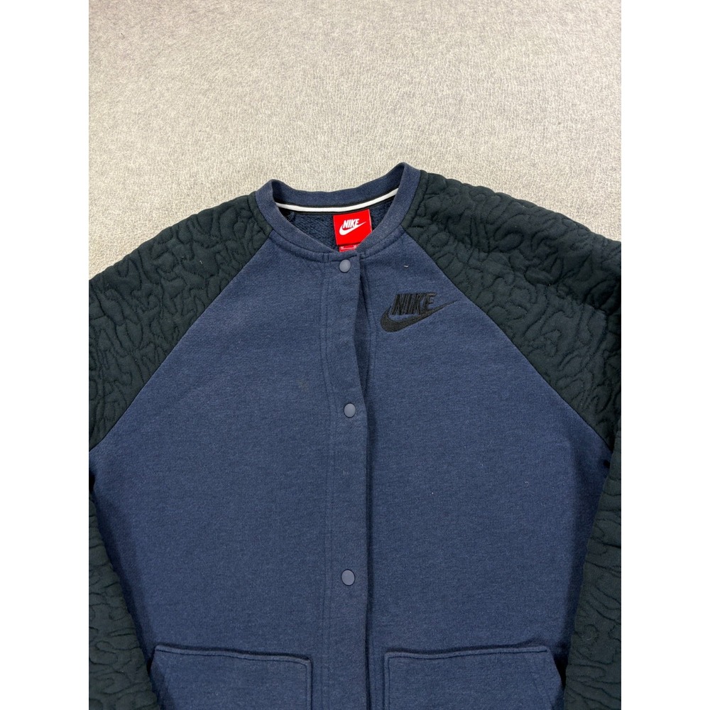 Nike Performance Stitched Logo Fleece Button Up Jacket (Women's Medium)‎ Blue - Picture 2 of 13